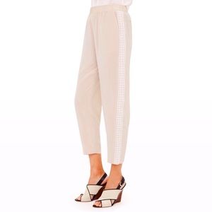 CLUB MONACO Lace Trimmed Silk Joggers Tan Size 8